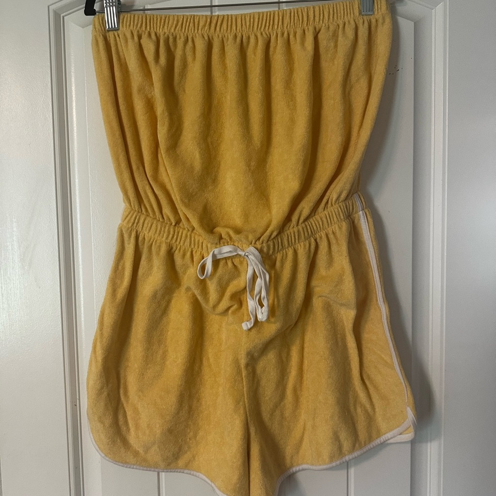 SO Yellow Athletic Romper with Drawstring Waist